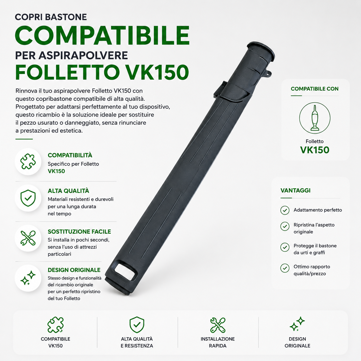 Copri bastone per Folletto VK150 – Compatibile, Robusto e Resistente