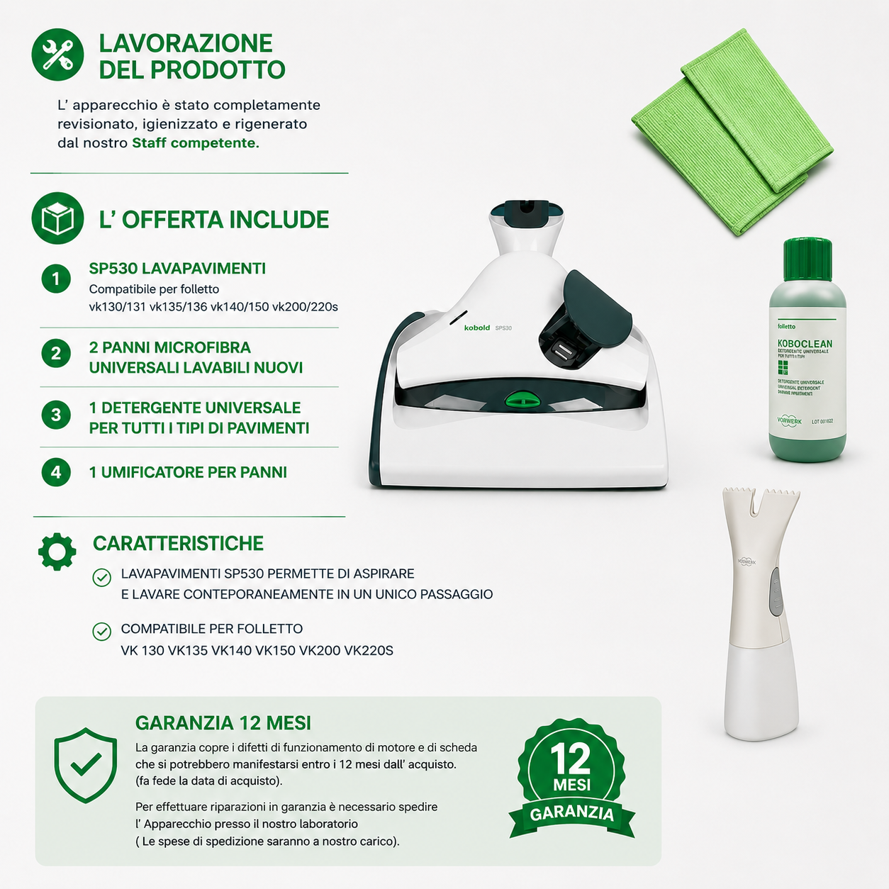 LAVAPAVIMENTI FOLLETTO VORWERK SP530 RIGENERATO
