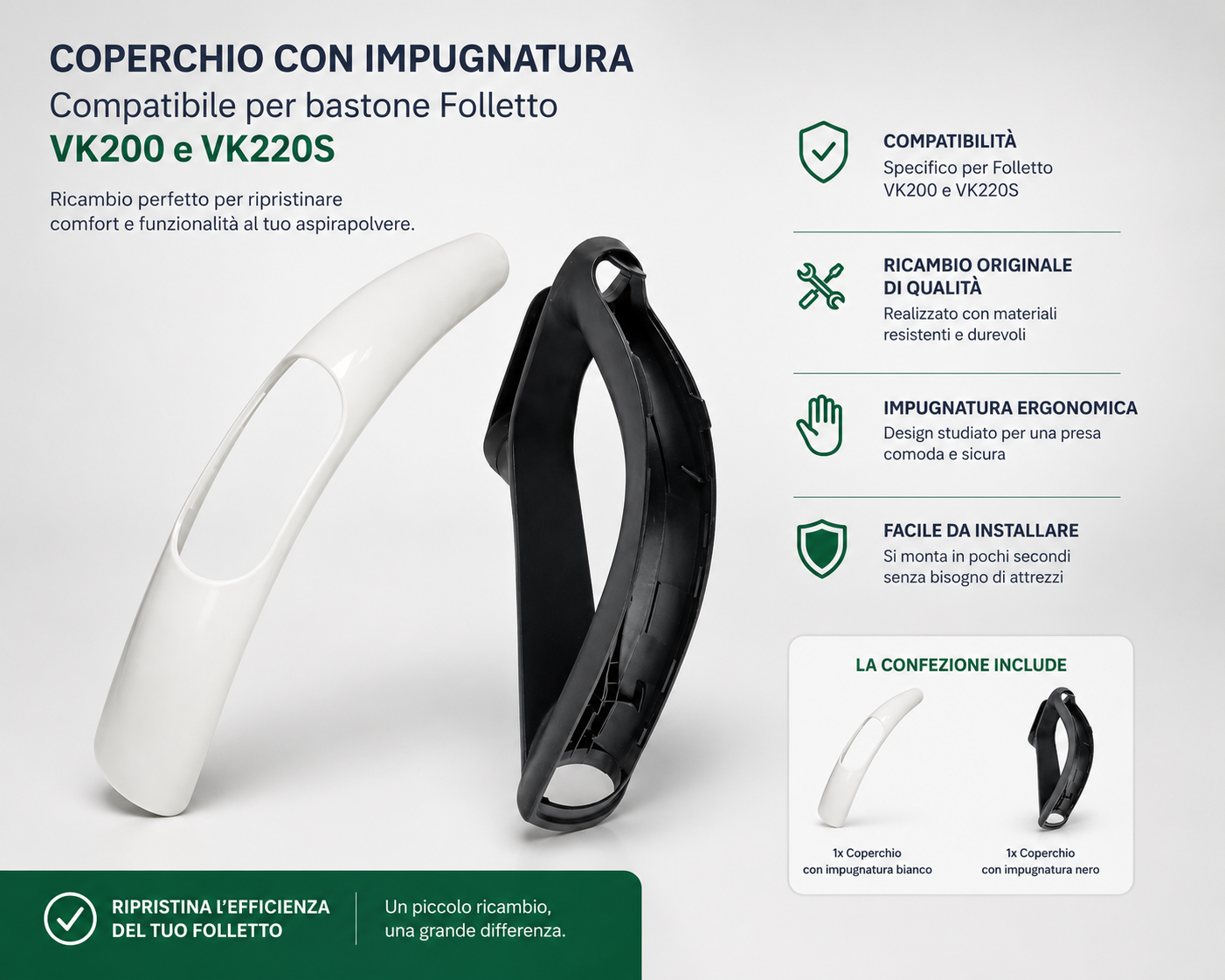 Coperchio con Impugnatura Compatibile per Bastone Folletto VK200 e VK220S