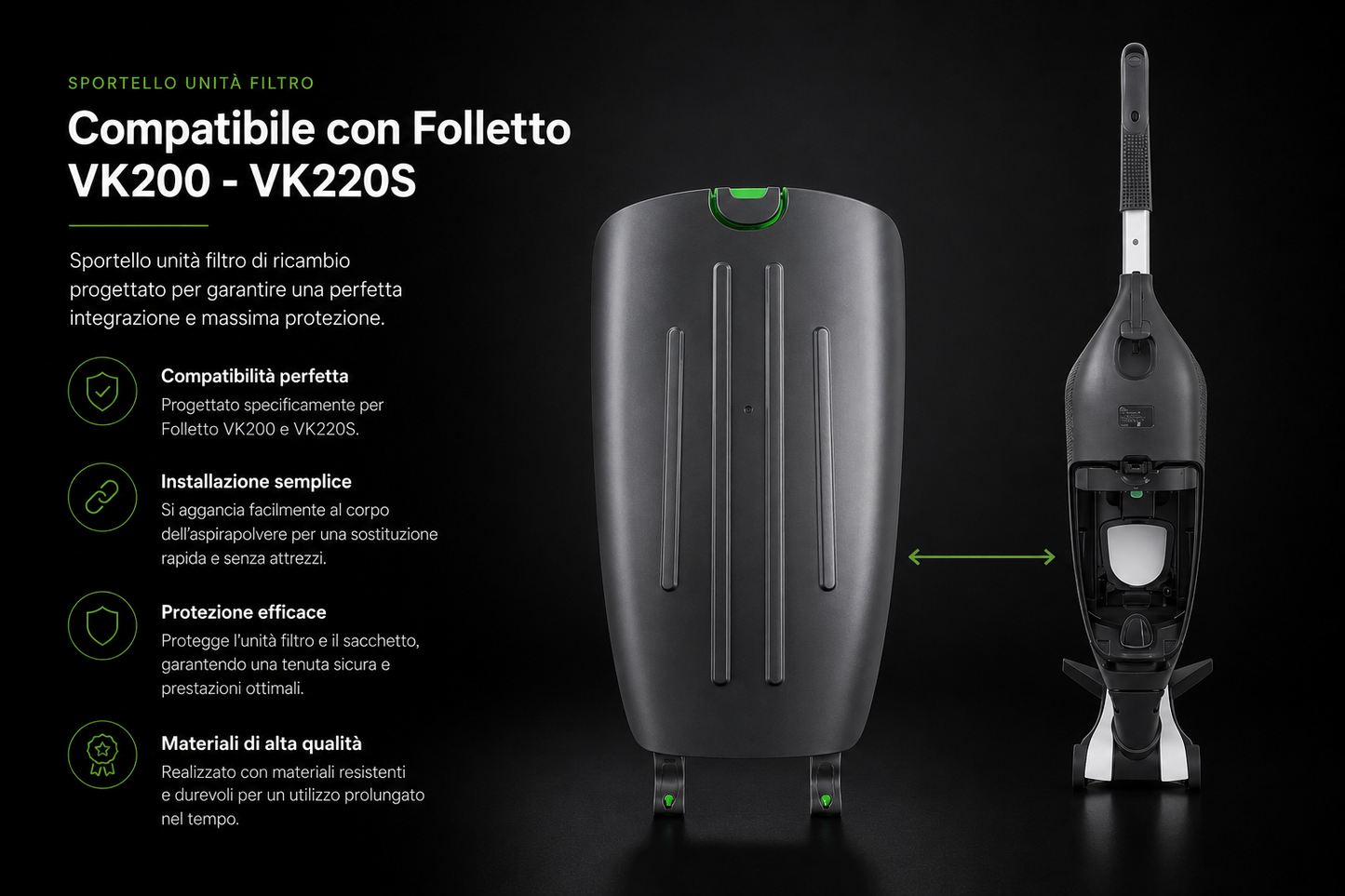 Sportello Unità Filtro Compatibile per Folletto VK200/VK220s – Porta Sacchetto di Ricambio Premium – Accessorio Aspirapolvere