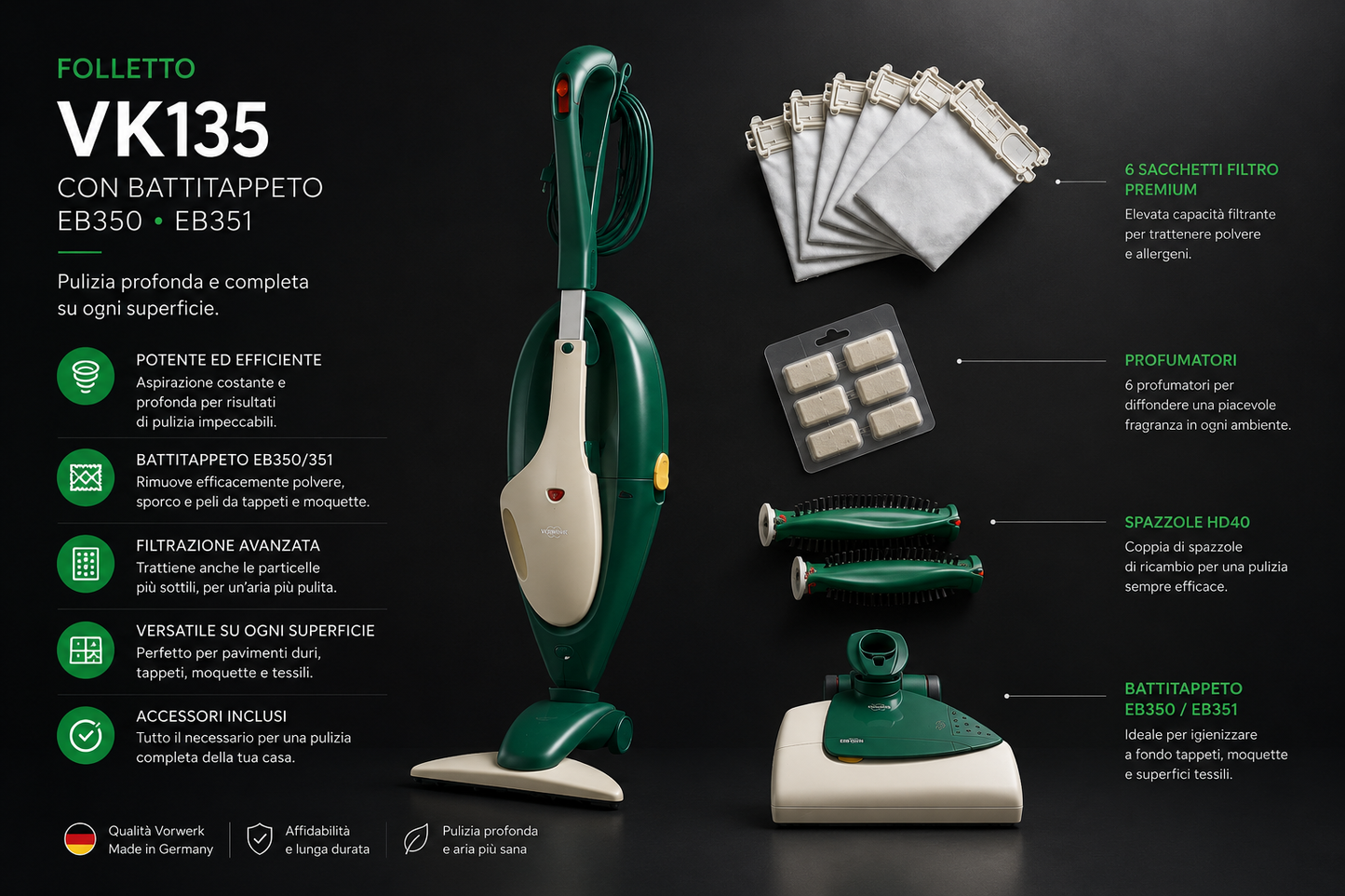 FOLLETTO VK135 CON BATTITAPPETO EB350/351 RIGENERATO