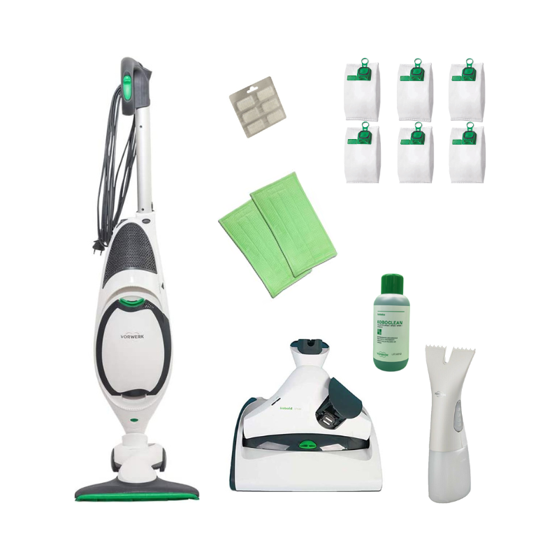 ASPIRAPOLVERE VORWERK FOLLETTO VK150 CON HD50 +LAVAPAVIMENTI SP530 RIGENERATO