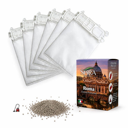 Sacchetti per Folletto VK135 e VK136 compatibili – 6 sacchetti e 6 bustine profumate fragranza Roma