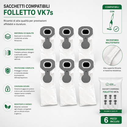 Sacchetti compatibili aspirapolvere folletto vorwerk vk7s