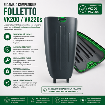 Sportello Unità Filtro Compatibile per Folletto VK200/VK220s – Porta Sacchetto di Ricambio Premium – Accessorio Aspirapolvere