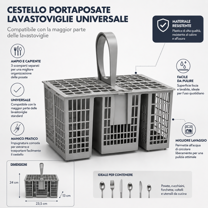 Cestello portaposate lavastoviglie universale compatibile Whirlpool Ariston Indesit Hotpoint