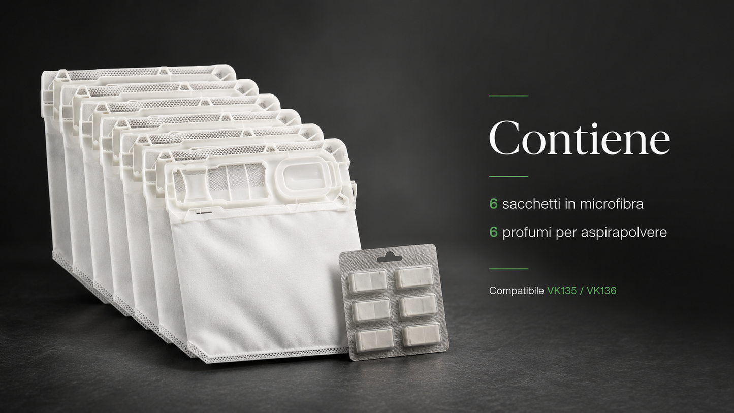 Kit Folletto sacchetti e profumi compatibili VK135 VK136
