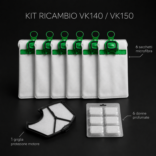 Kit Folletto sacchetti, filtri e profumi compatibili VK140 VK150