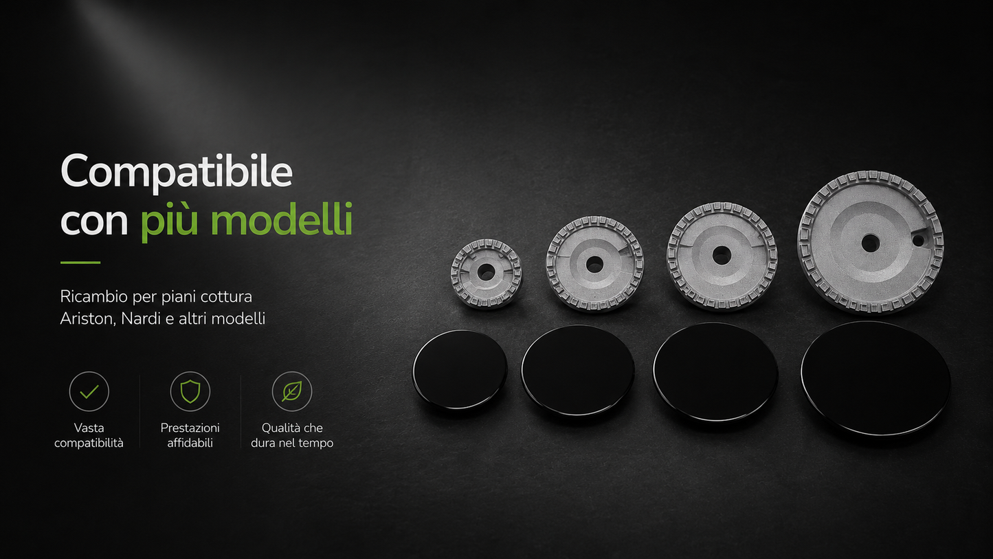 Kit Bruciatori Cucina a Gas Ariston Nardi Whirlpool C00082831 8 Pezzi