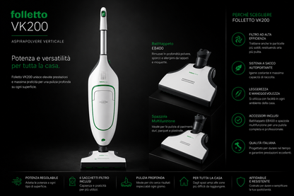 ASPIRAPOLVERE  VORWERK FOLLETTO VK 200 BATTITAPPETO EB400 SPAZZOLA MULTIFUNZIONE