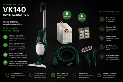 FOLLETTO VK140 CON SPAZZOLA HD40  TUBO+ KIT ACCESSORI  IN OMAGGIO