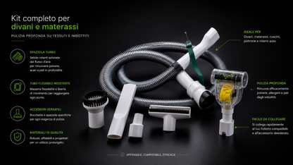 Tubo Flessibile Folletto con Spazzola Turbo per Divani e Materassi – Compatibile Modelli vk130-vk131-vk135-vk136-vk140-vk150-vk200-vk220s