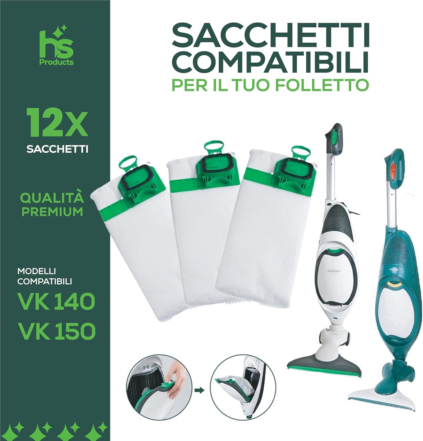 Sacchetti compatibili aspirapolvere folletto vorwerk VK140 VK150