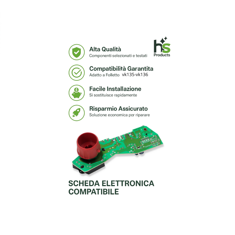 Scheda Elettronica Compatibile Vorwerk Folletto VK135 VK136 – Ricambio di Potenza con Controllo Velocità, Facile da Installare