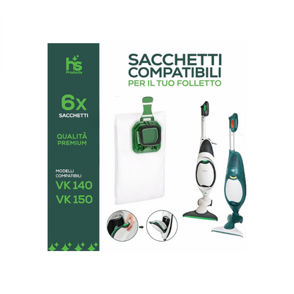 Sacchetti compatibili aspirapolvere folletto vorwerk VK140 VK150