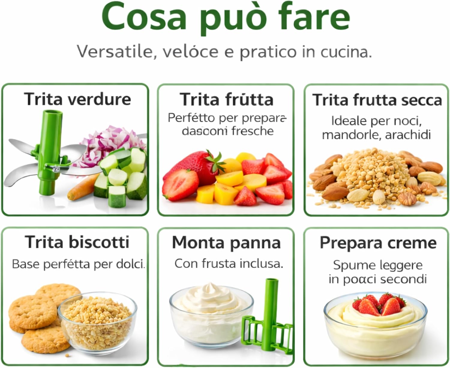 Tritatutto Manuale a Pressione – 5 Lame in Acciaio + 2 Contenitori